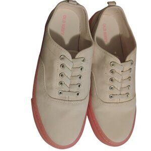 Girls White Tennis Shoes with pink soles Old Navy Size 4 NWOT